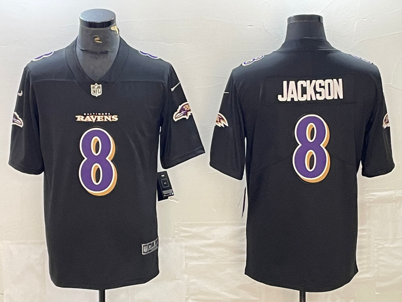 Men's Baltimore Ravens Lamar Jackson #8 Black Fashion Game Jerseys