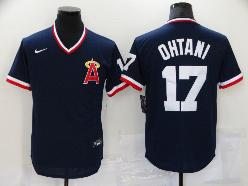 Men's Los Angeles Angels Shohei Ohtani #17 Navy Printed Baseball Jerseys