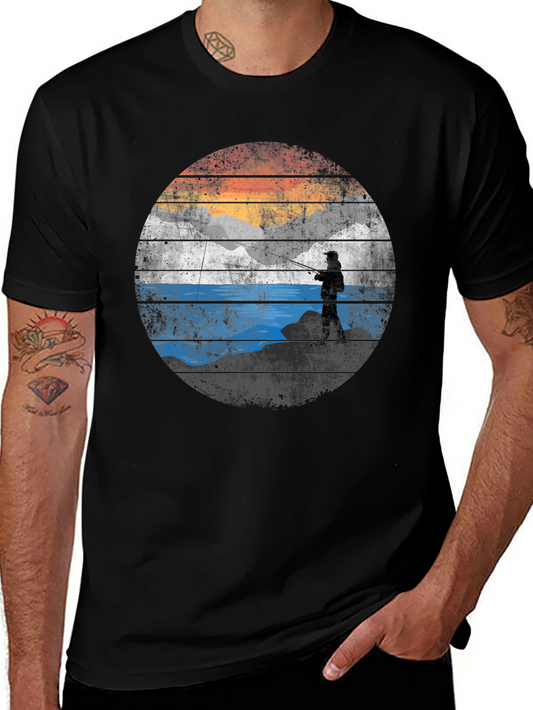 Vintage Fishing T-Shirt - Sunset Fisherman Tee