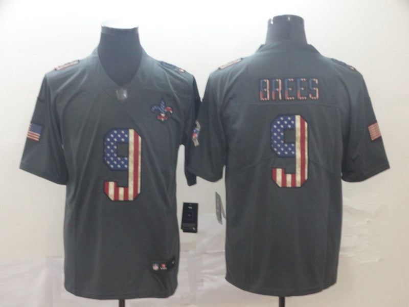 Men's New Orleans Saints Drew Brees #9 Black Alternate Game Jerseys