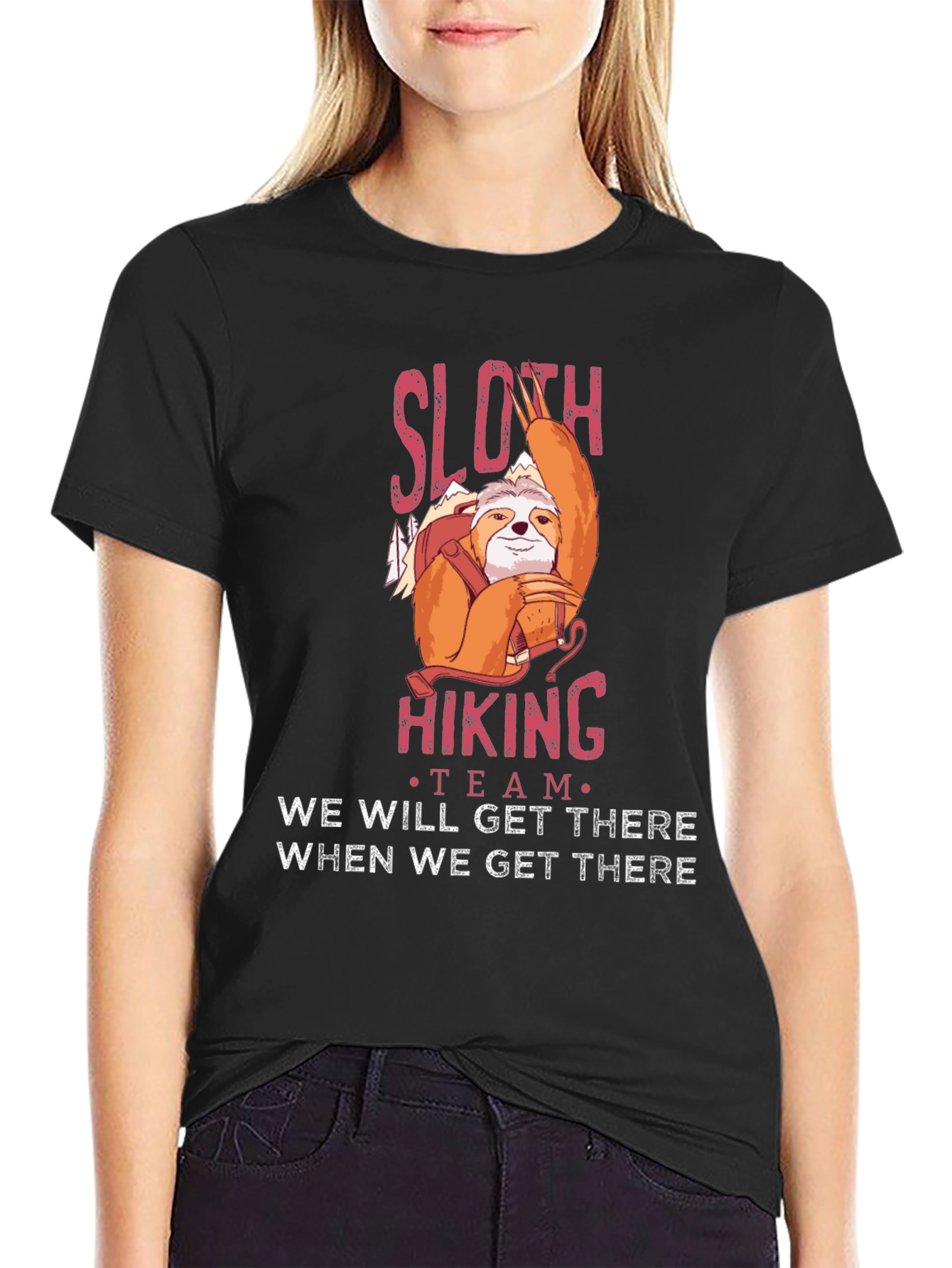Sloth Hiking Team Graphic T-Shirt