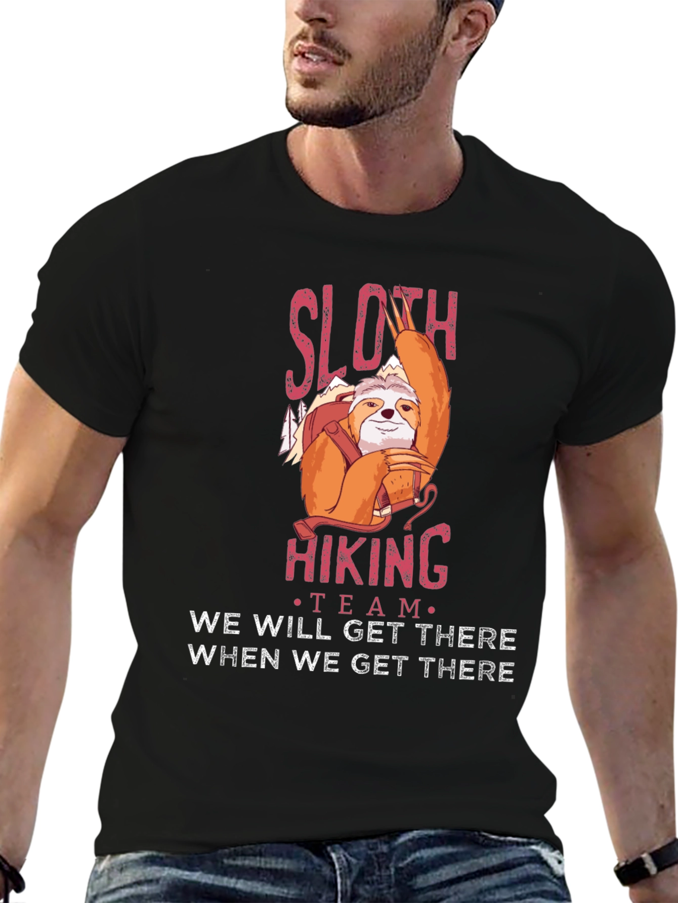Sloth Hiking Team Graphic T-Shirt