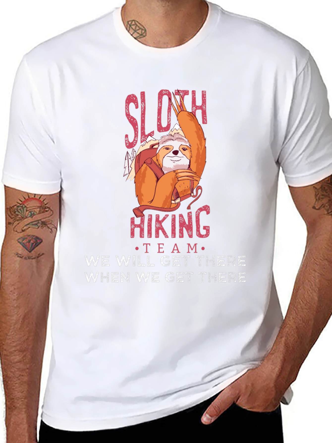 Sloth Hiking Team Graphic T-Shirt