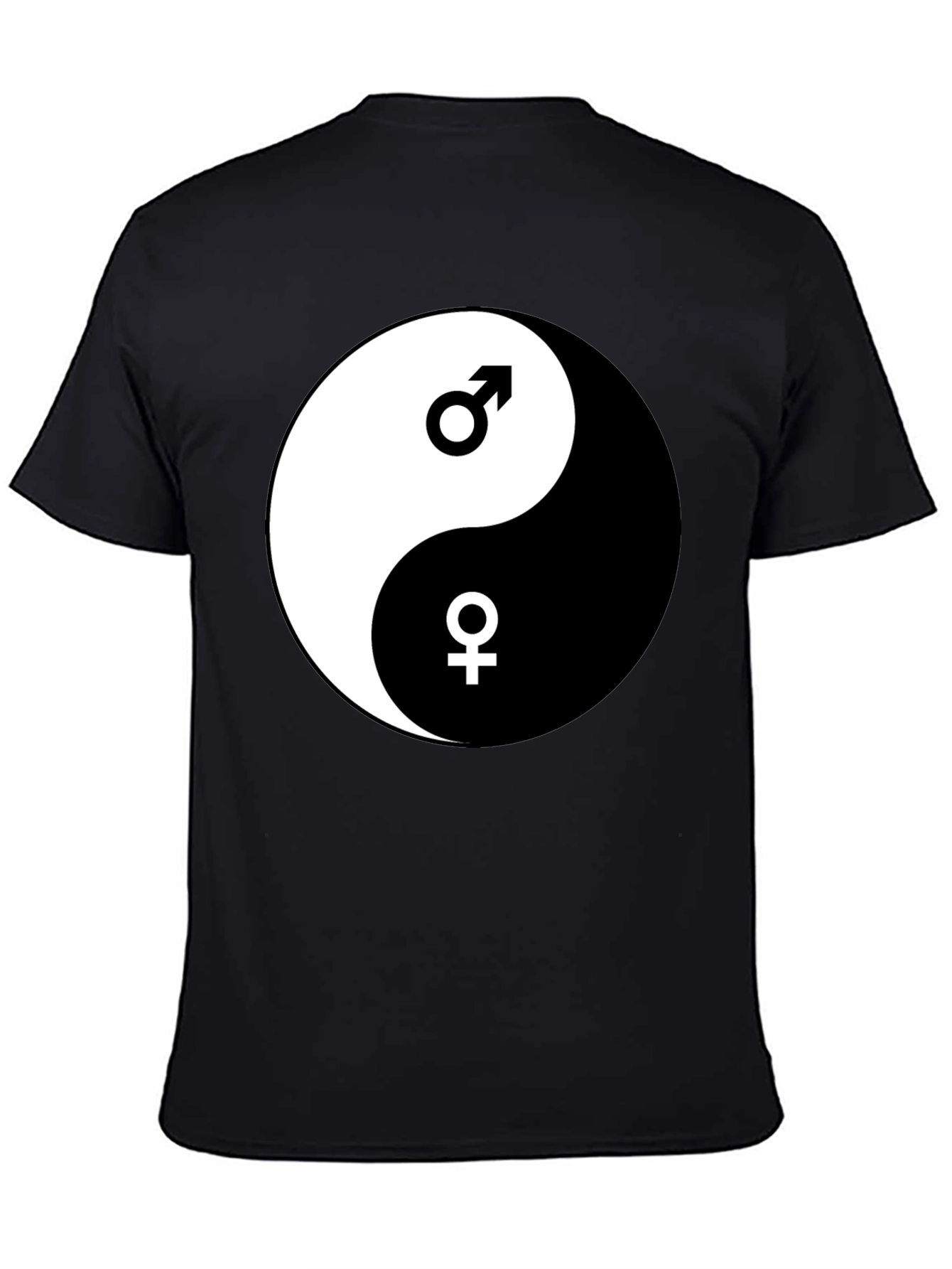 Yin Yang Male Female Graphic Black T-Shirt