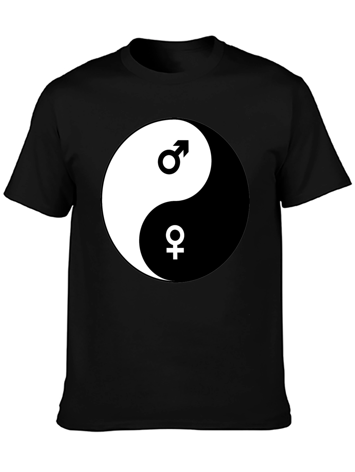 Yin Yang Male Female Graphic Black T-Shirt