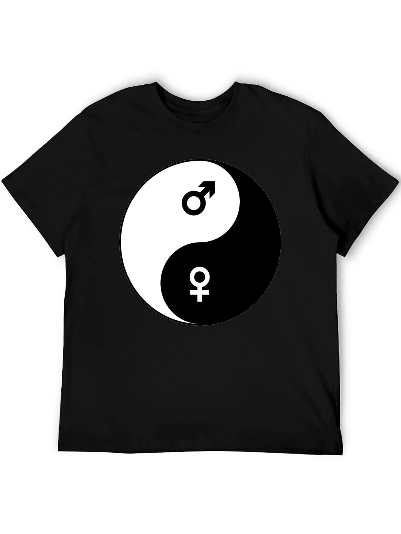 Yin Yang Male Female Graphic Black T-Shirt