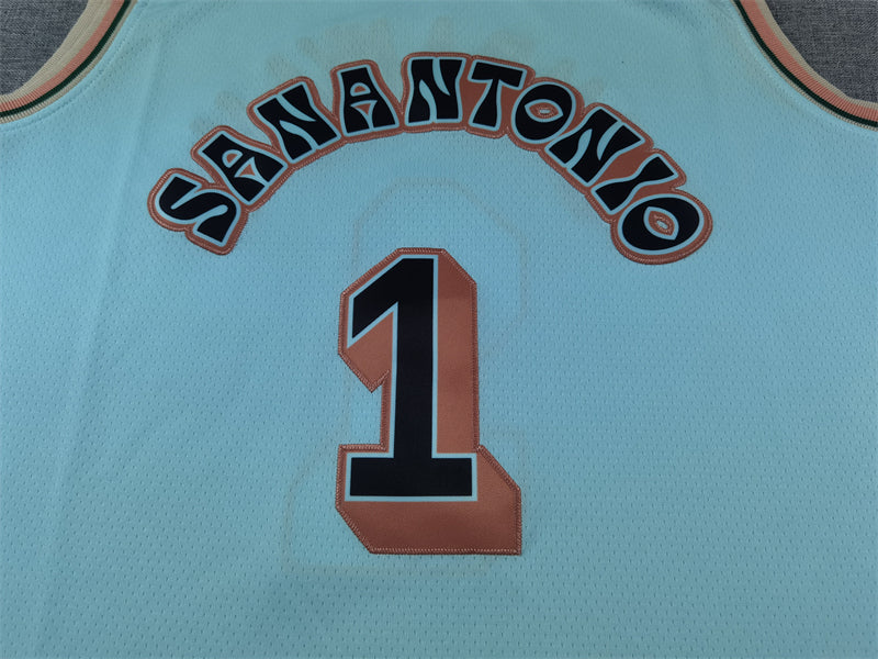 Men's San Antonio Spurs Victor Wembanyama #1 Light Blue 2024/25 Swingman Player Jerseys - City Edition