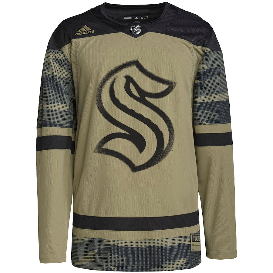 Men's Seattle Kraken adidas Camo Military Appreciation Team Authentic Practice Jersey