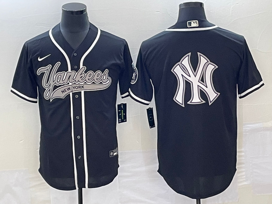 Men's New York Yankees Black Replica Player Jerseys Joint Edition