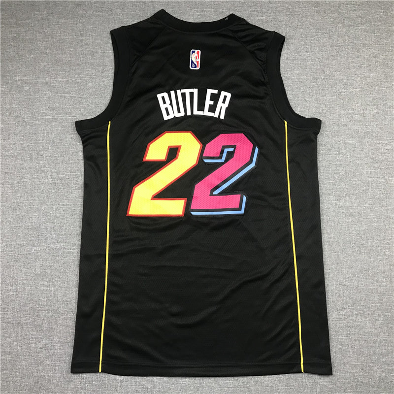 Men's Miami Heat Jimmy Butler #22 Black Swingman Player Jerseys - City Edition