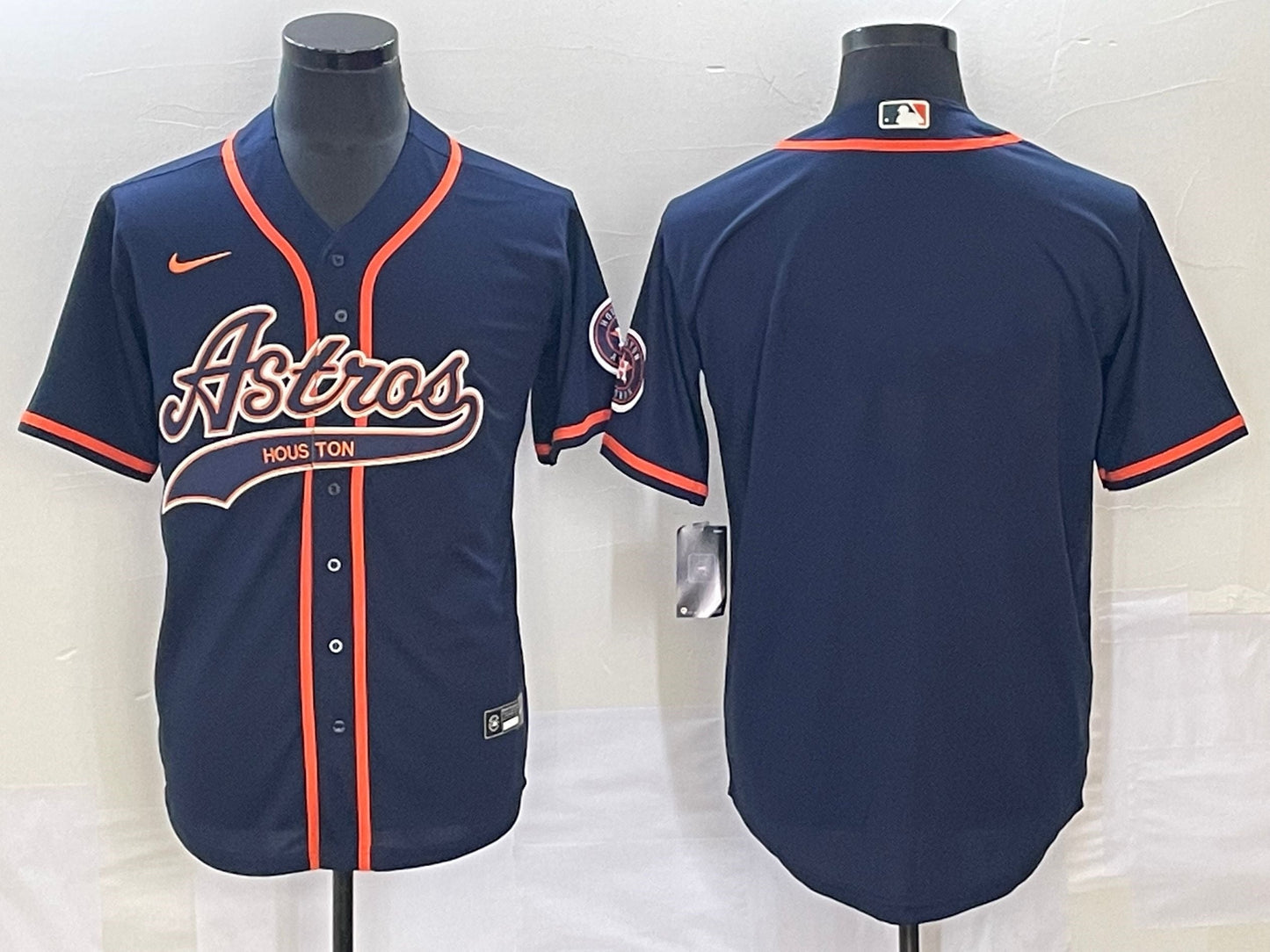 Men's Houston Astros Navy Replica Blank Jerseys Joint Edition