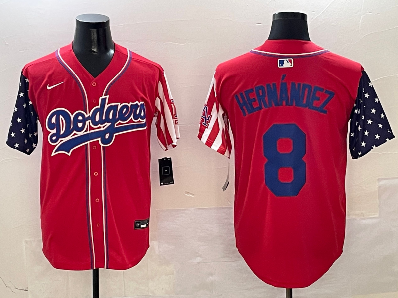 Men's Los Angeles Dodgers Enrique Hernandez #8 Red Replica Player Jerseys