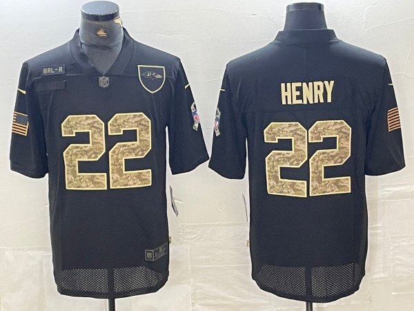 Men's Baltimore Ravens Derrick Henry #22 Black Player Game Jerseys