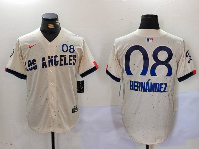 Men's Los Angeles Dodgers Enrique Hernandez #8 Cream 2024 City Connect Player Jerseys