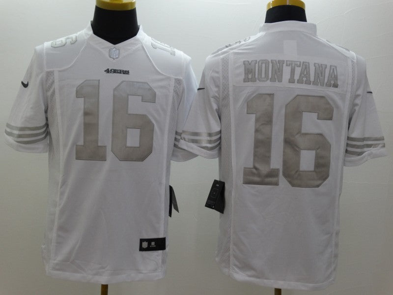 Men's San Francisco 49ers Joe Montana #16 White Stitched Game Jerseys