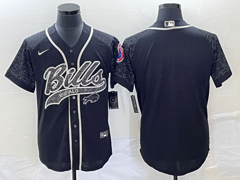 Men's Buffalo Bills Black RFLCTV Limited Blank Jerseys