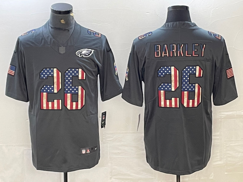 Men's Philadelphia Eagles Saquon Barkley #26 Black Game Jerseys
