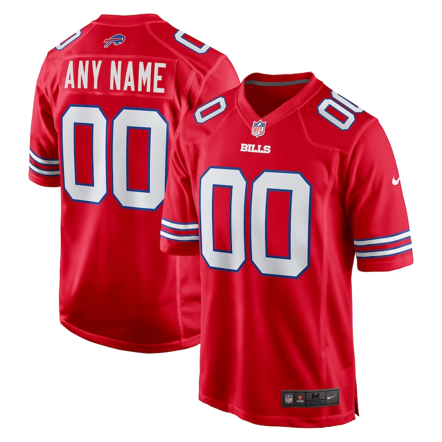 Custom1 Buffalo Bills Red Alternate Game Jerseys