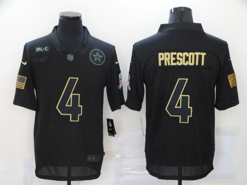 Men's Dallas Cowboys Dak Prescott Black 2020 Salute To Service Limited Jerseys