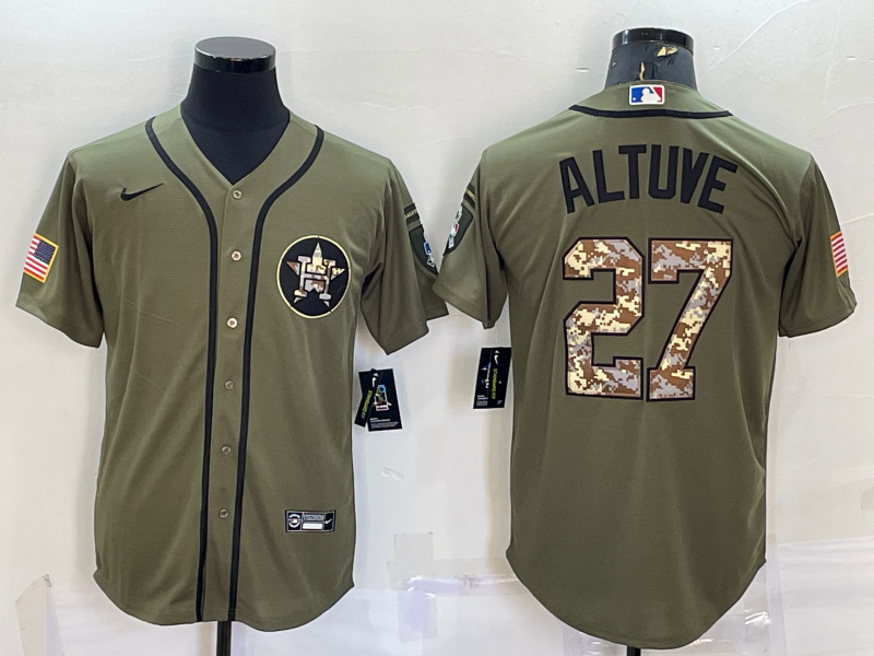 Men's Houston Astros Jose Altuve #27 Army Green Player Jerseys