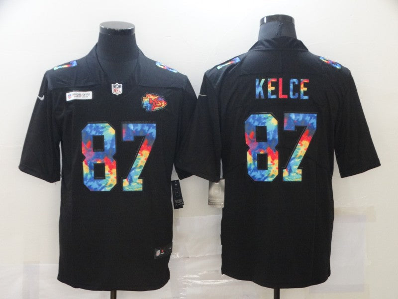 Men's Kansas City Chiefs #87 Travis Kelce Black Game Jerseys
