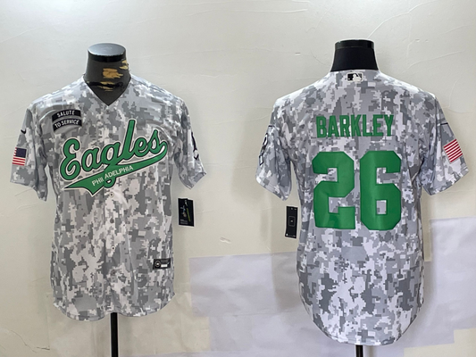 Men's Philadelphia Eagles Saquon Barkley #26 Arctic Camo 2024 Salute to Service Player Jerseys
