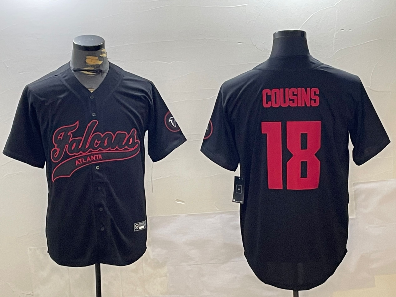 Men's Atlanta Falcons Kirk Cousins #18 Black Team Game Jerseys
