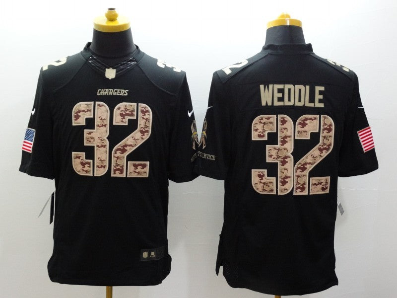 Men's Los Angeles Chargers Eric Weddle #32 Black Game Jerseys