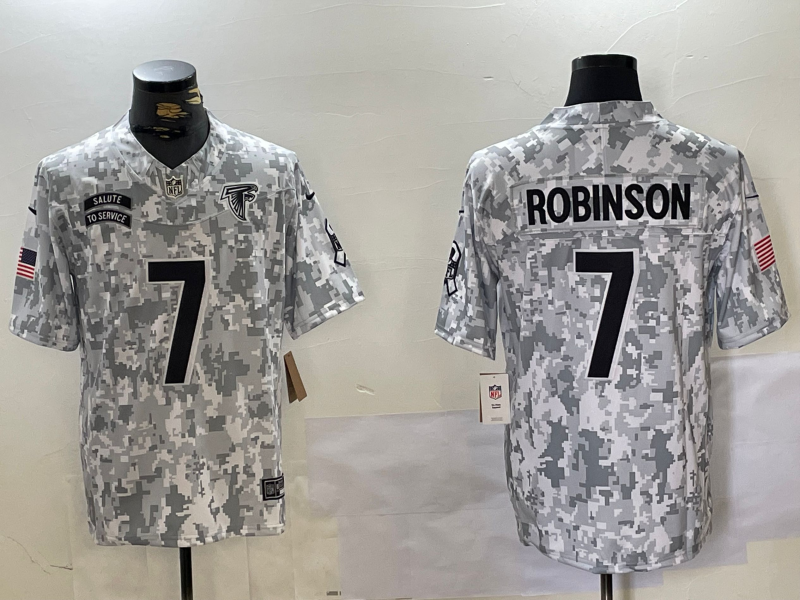 Men's Atlanta Falcons Bijan Robinson #7 Arctic Camo 2024 Salute to Service Limited Jerseys