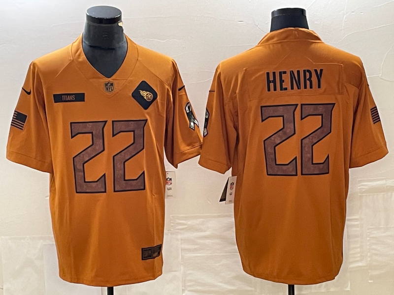 Men's Tennessee Titans Derrick Henry #22 Brown 2023 Salute To Service Limited Jerseys