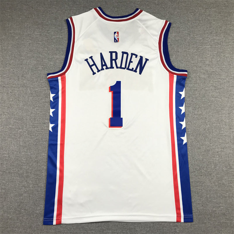 Men's Philadelphia 76ers James Harden #1 White 2022/23 Swingman Jerseys - Association Edition