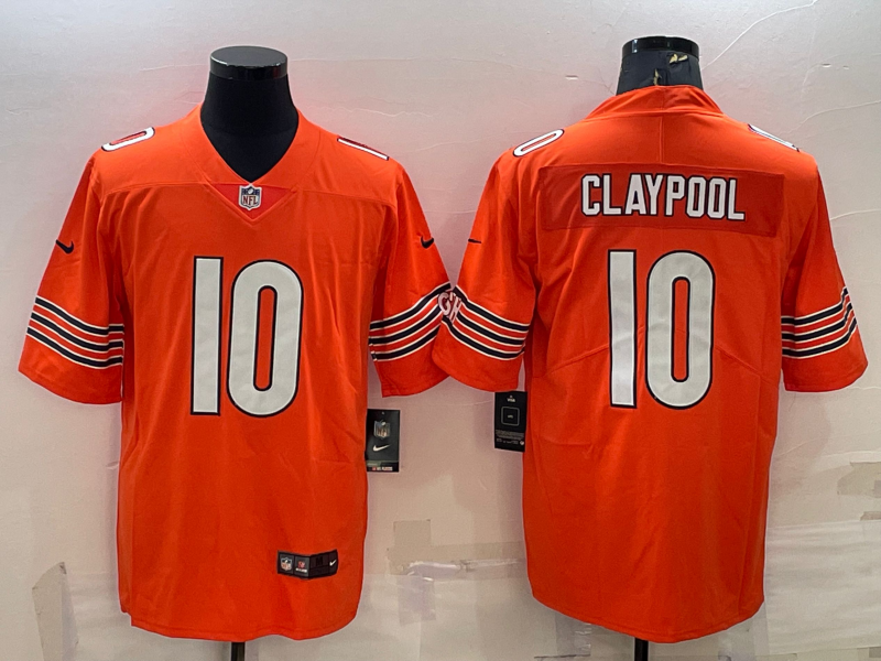 Men's Chicago Bears Chase Claypool #10 Orange Game Jerseys