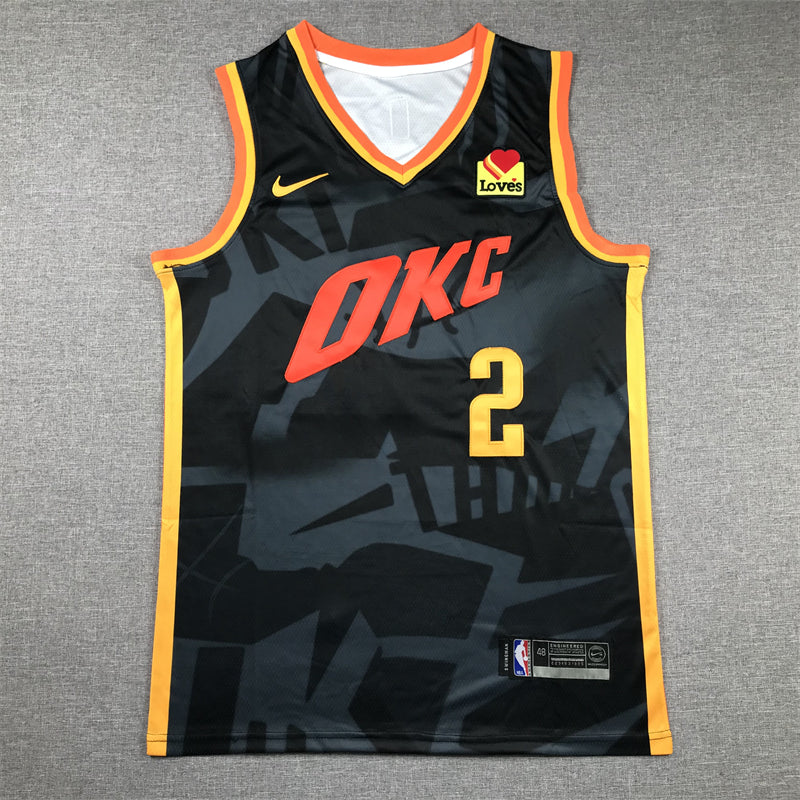 Men's Oklahoma City Thunder Shai Gilgeous-Alexander #2 Black 2023/24 Swingman Jerseys - City Edition