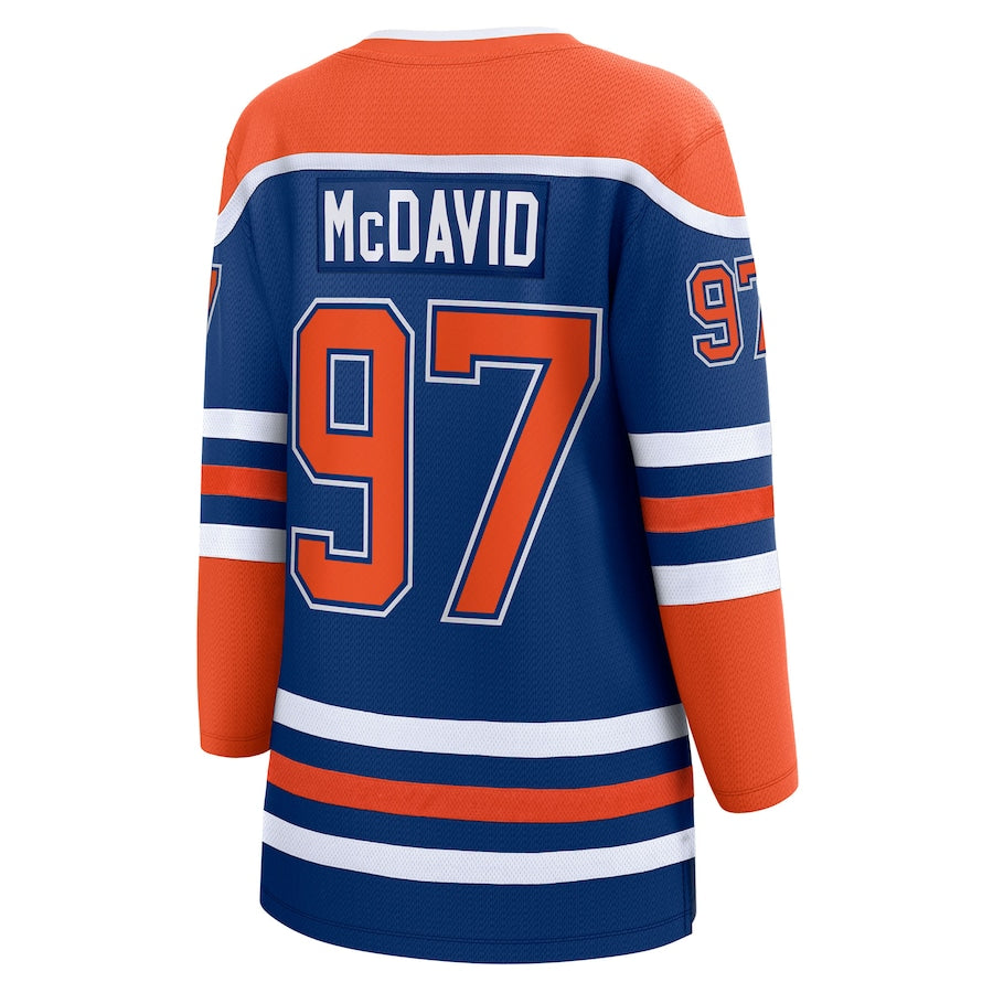 Women's Edmonton Oilers Connor McDavid Fanatics Royal 2025 Stanley Cup Final Home Breakaway Jersey