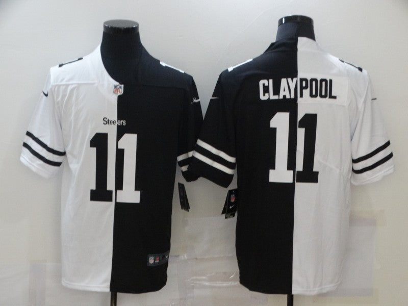 Men's Pittsburgh Steelers Chase Claypool #11 Black/White Game Jerseys