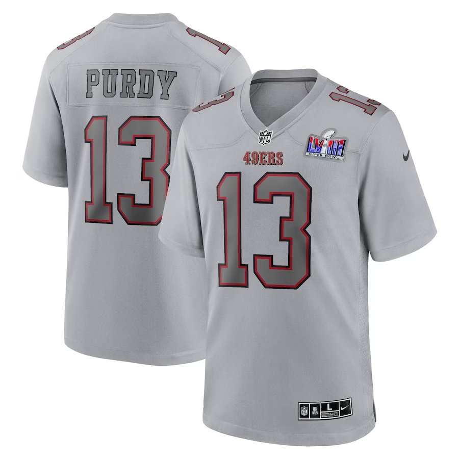 Men's San Francisco 49ers Brock Purdy #13 Gray Super Bowl LVIII Atmosphere Fashion Game Jerseys