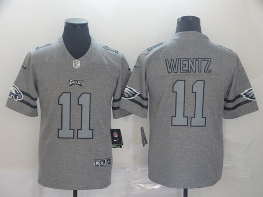Men's Philadelphia Eagles Carson Wentz #11 Gray Team Game Jerseys