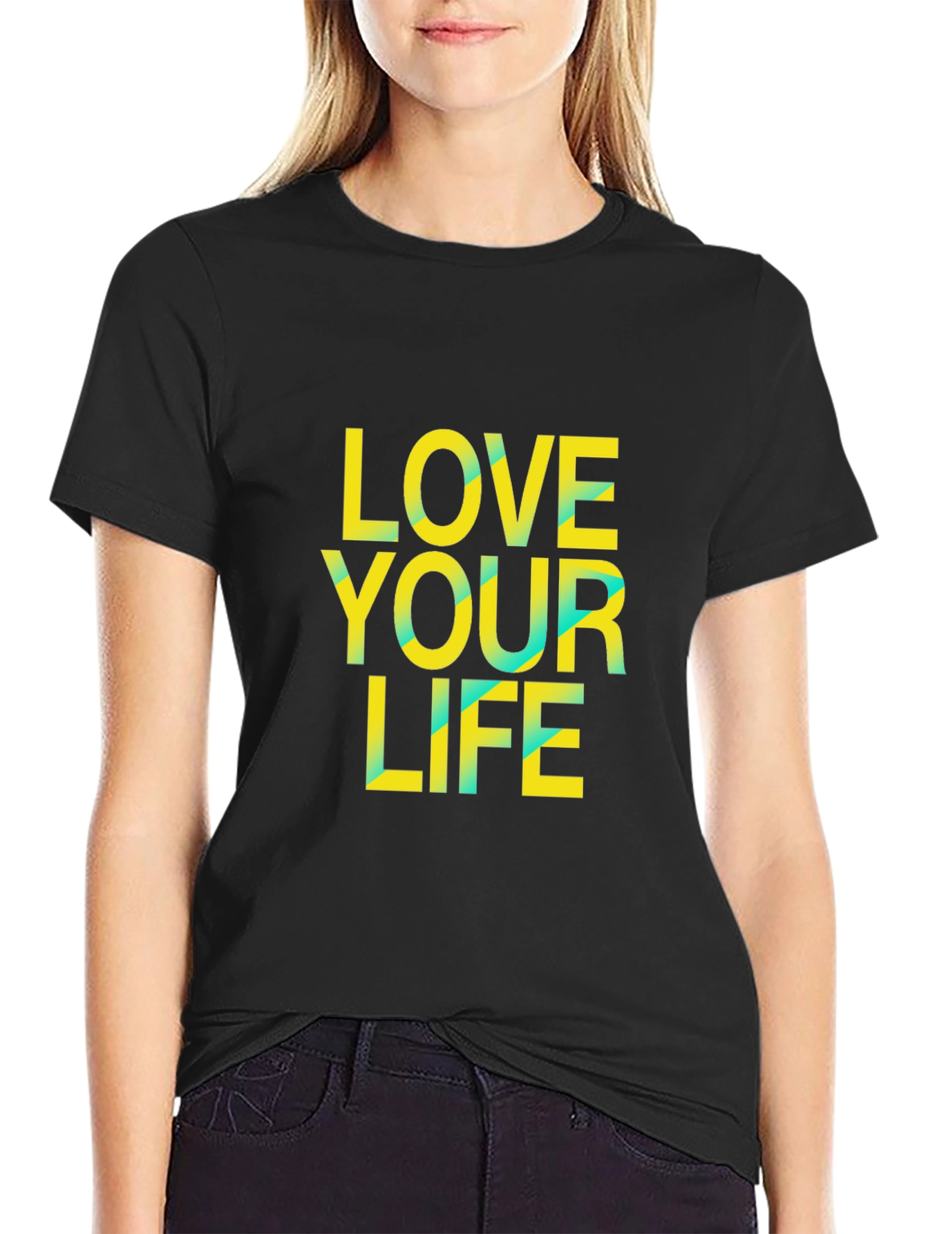 Love Your Life Graphic Tee - Black Cotton Blend