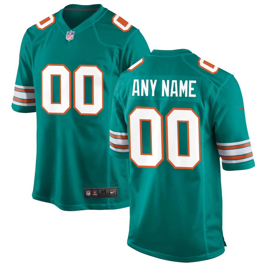 Custom Miami Dolphins Aqua Alternate Game Jerseys