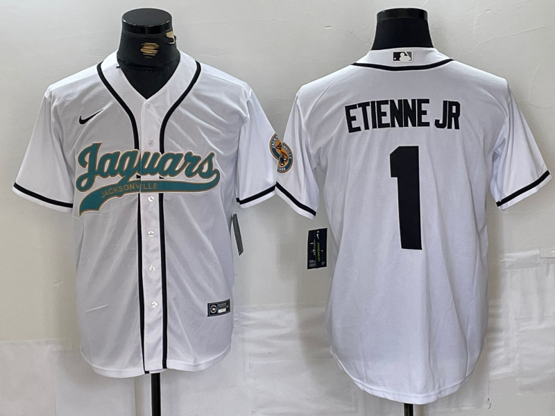 Men's Jacksonville Jaguars Travis Etienne Jr #1 White Game Jerseys