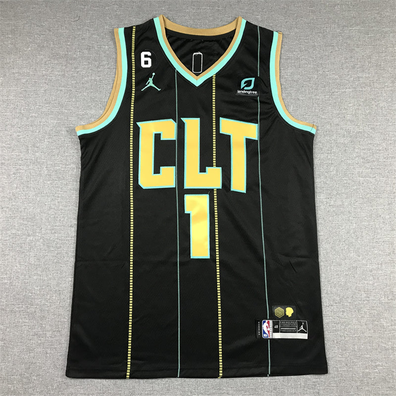 Men's Charlotte Hornets LaMelo Ball #1 Black 2022/23 Swingman Jerseys - City Edition