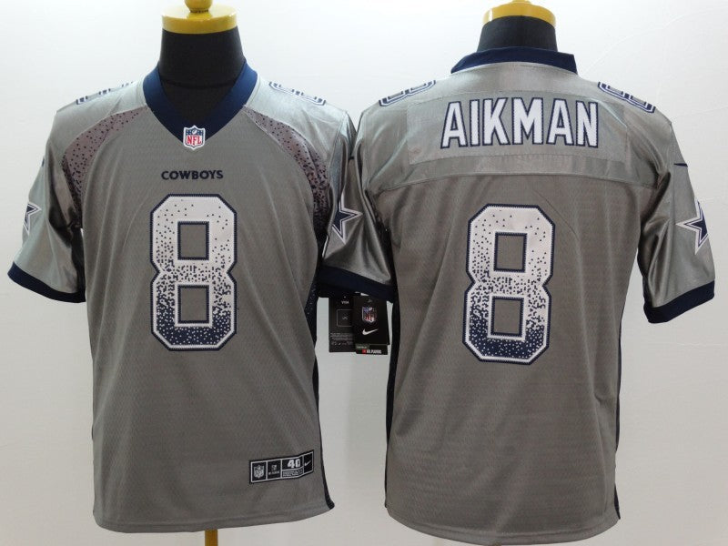 Men's Dallas Cowboys Troy Aikman #8 Gray Game Jerseys