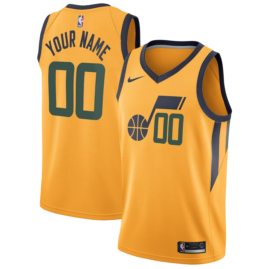 Men's Utah Jazz Yellow Swingman Custom Jerseys - Statement Edition
