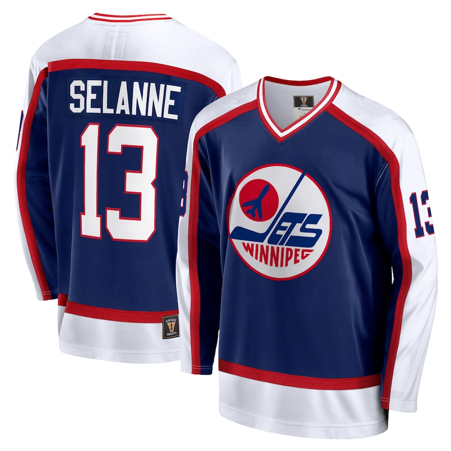 Men's Winnipeg Jets Teemu Selanne #13 Blue Player Game Jerseys