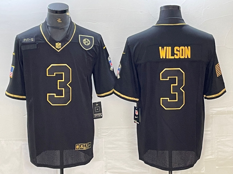 Men's Pittsburgh Steelers Russell Wilson #3 Black Alternate Player Jerseys