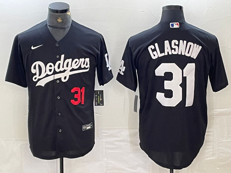 Men's Los Angeles Dodgers Tyler Glasnow #31 Black Replica Game Jerseys