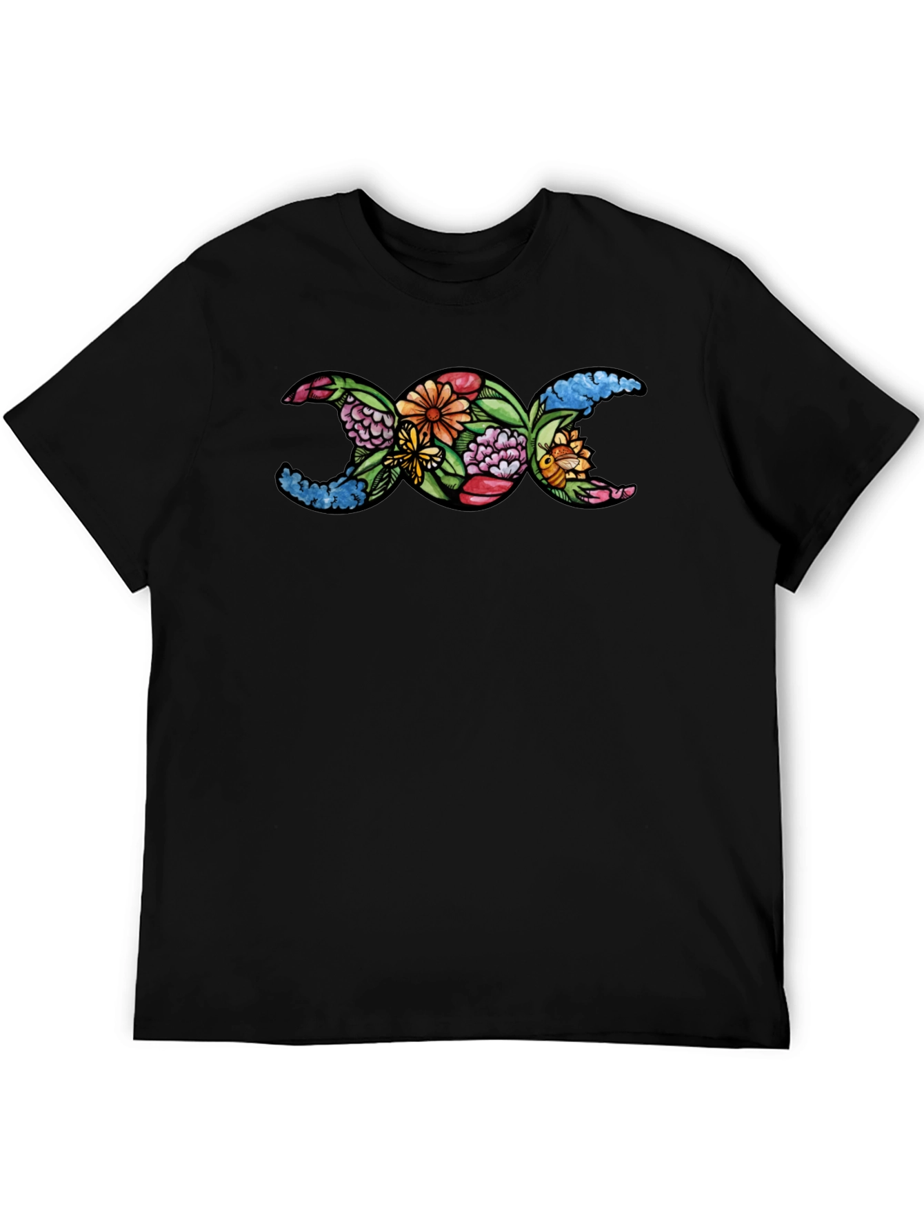 Floral Triple Moon Goddess T-Shirt