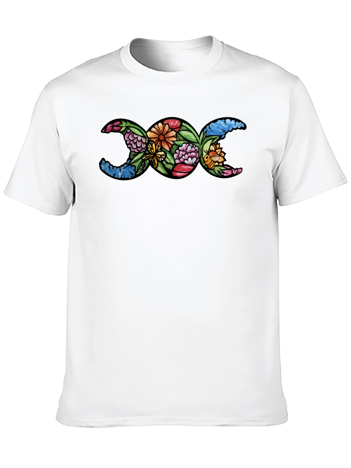 Floral Triple Moon Goddess T-Shirt
