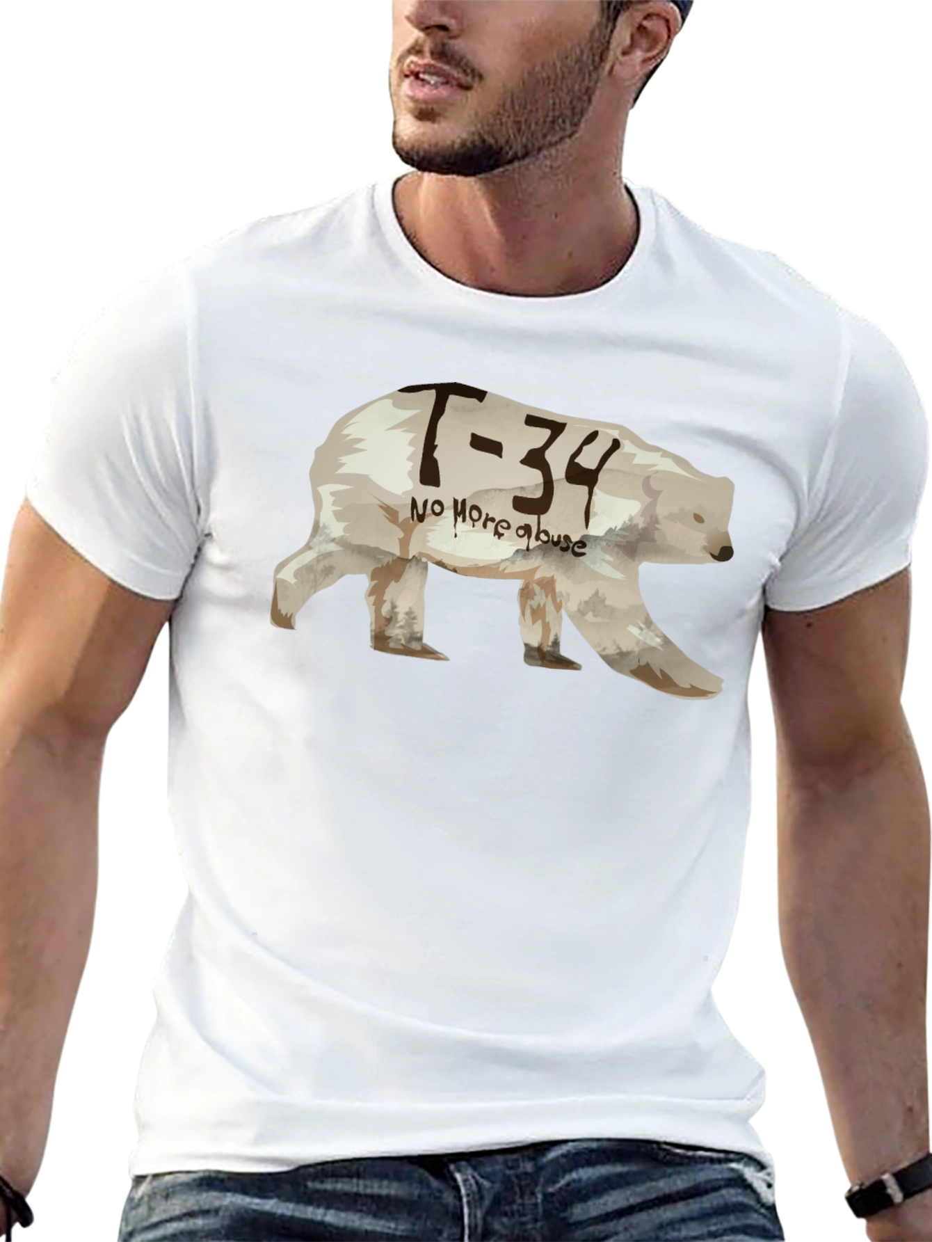 Black T-Shirt with Bear Graphic