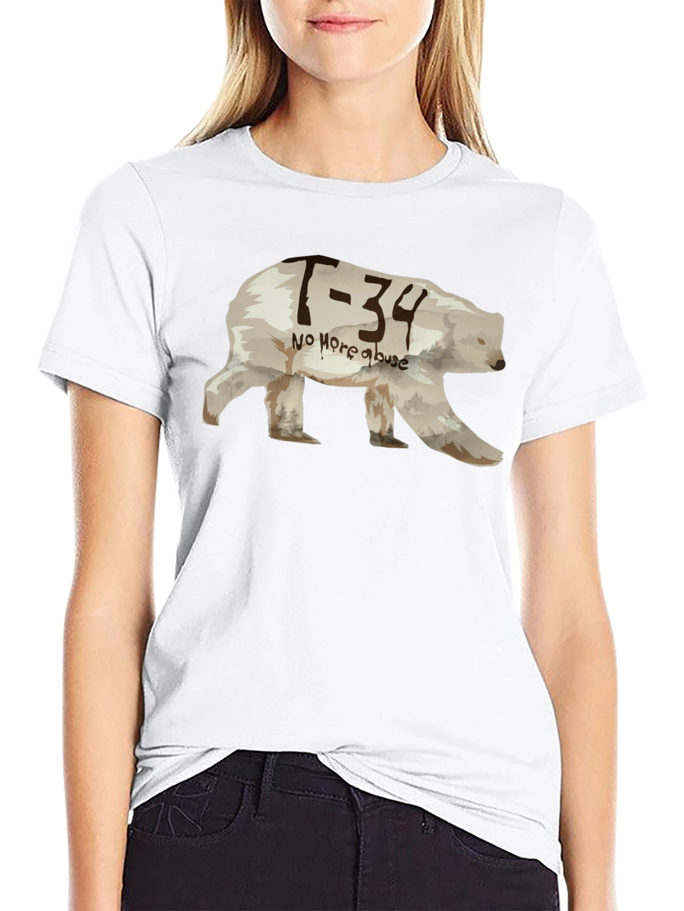 Black T-Shirt with Bear Graphic